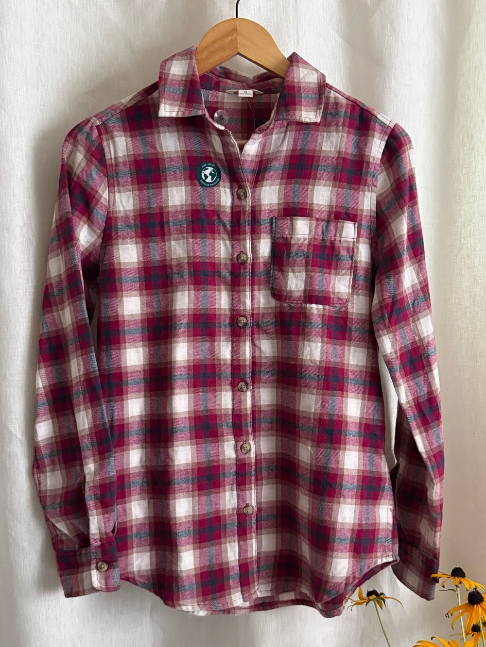 NWT Aéropostale Women’s Cozy Cabin Raspberry Navy Plaid Flannel Shirt XS Cotton
